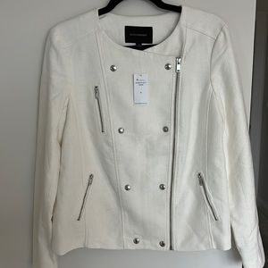 Banana Republic White Tweed Moto Jacket - Size 8